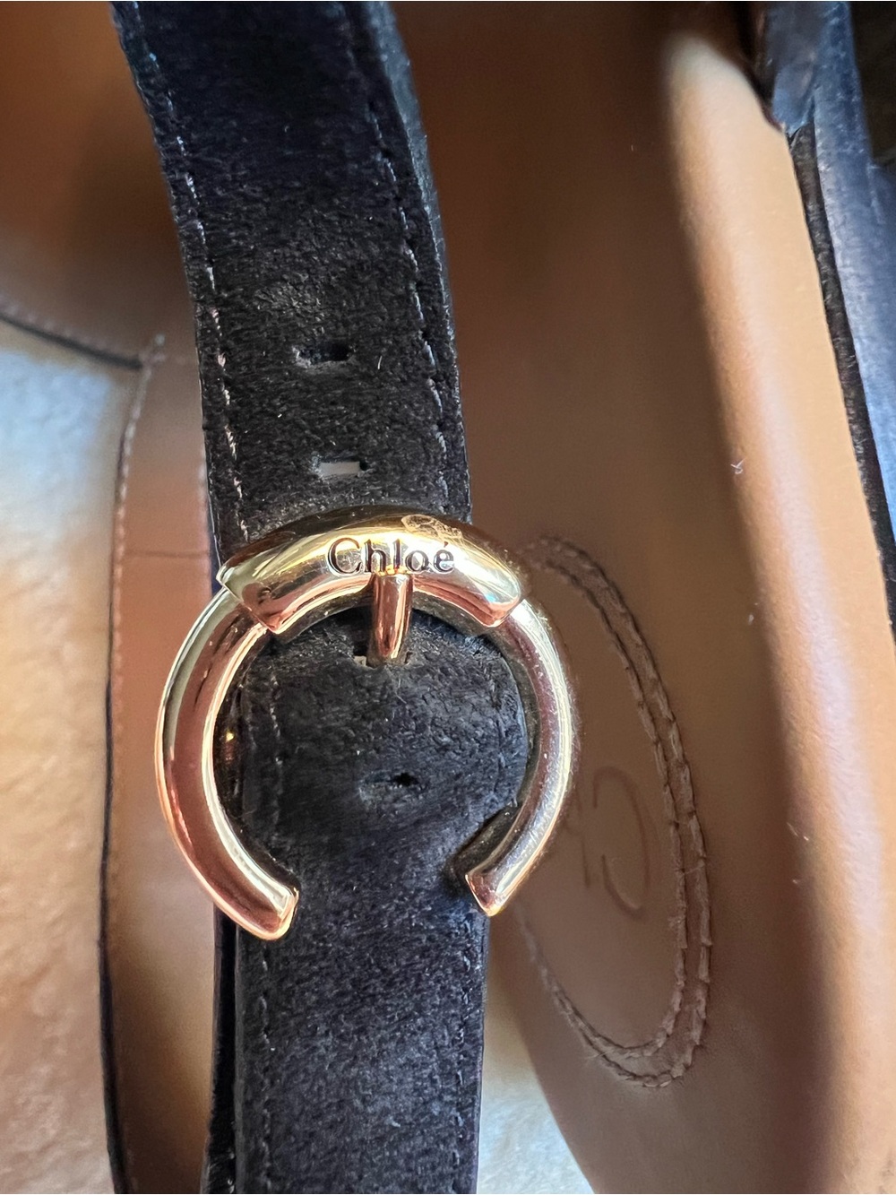 CHLOE C Slingback Sandals Sz 39 US 9 Suede Leather Black Chic Luxury Summer - Picture 4 of 16